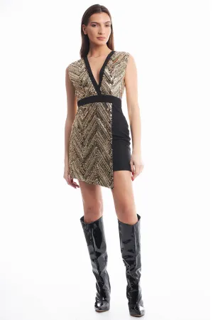 PALIETTE V CHEST MINI DRESS