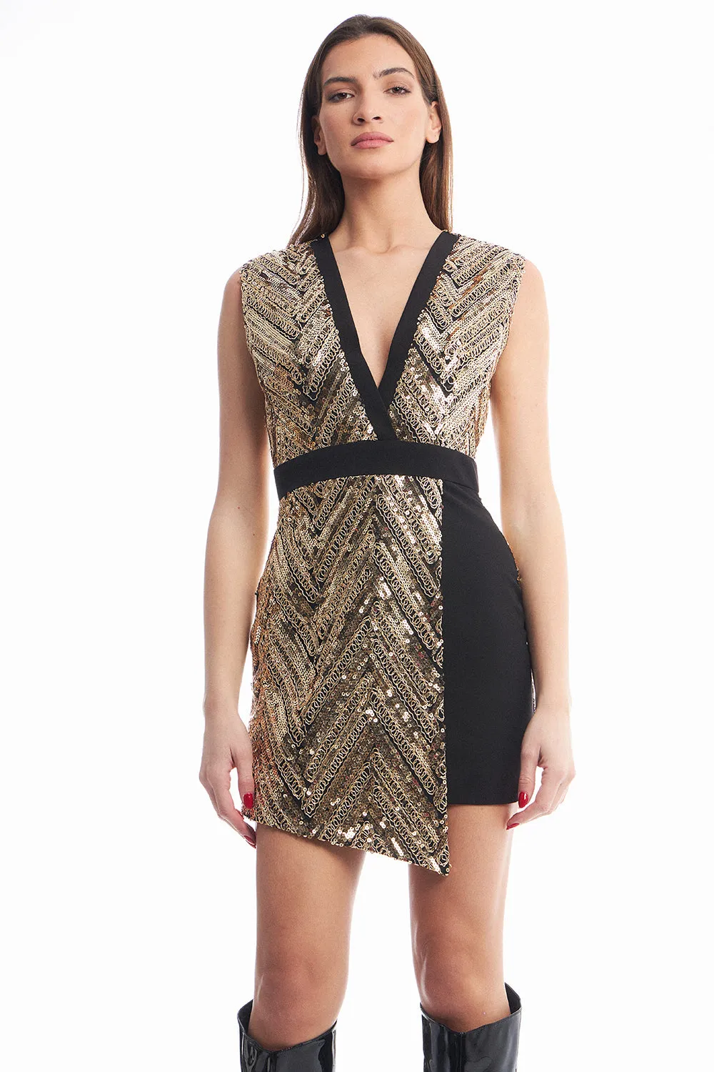 PALIETTE V CHEST MINI DRESS
