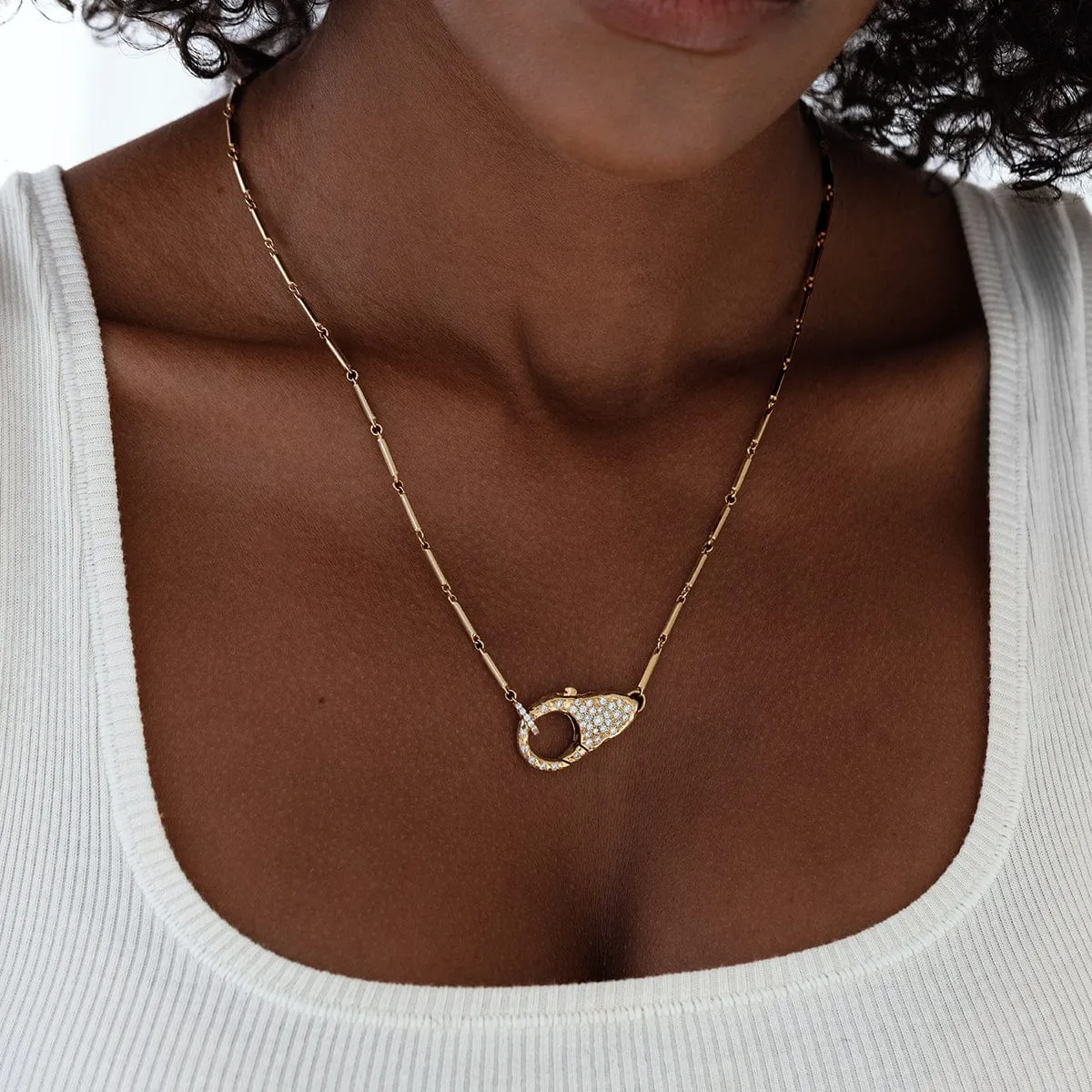 Pave Diamond Lock Necklace