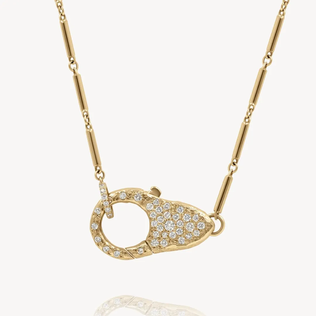 Pave Diamond Lock Necklace