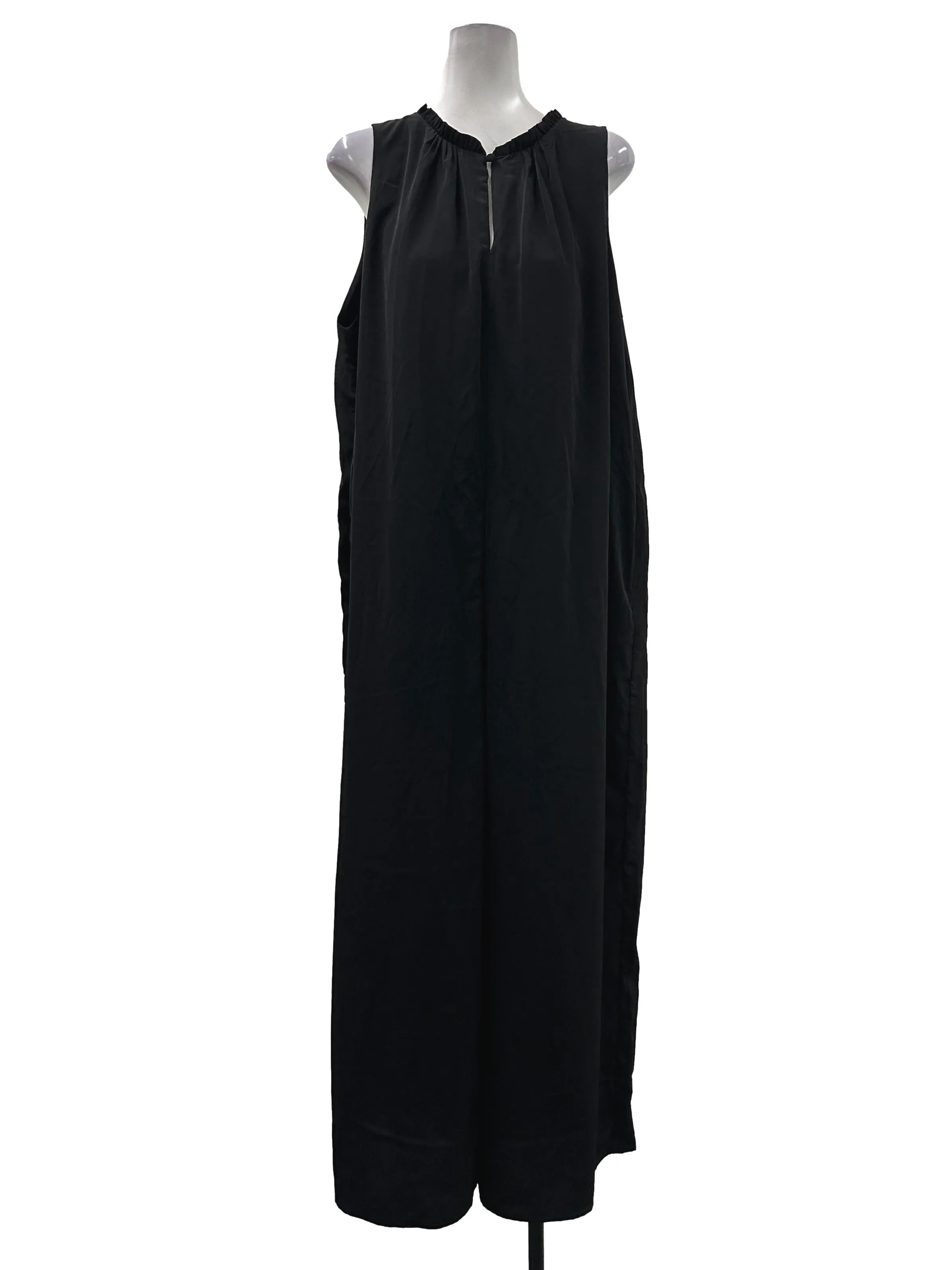Pitch Black Pleated Neck Jumpsuit OSN