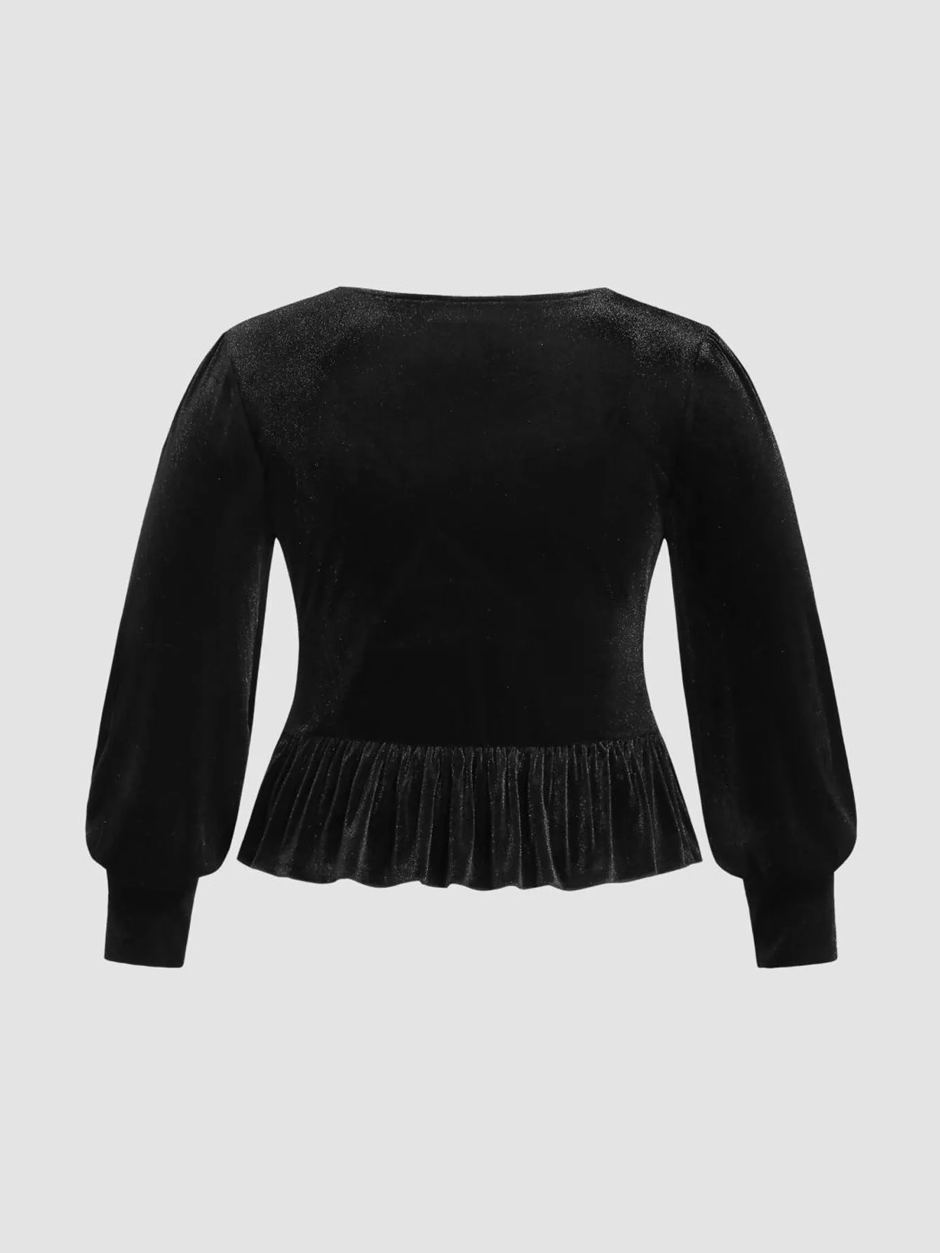 Plus Size Velvet Elegant Slim Long Sleeve Top
