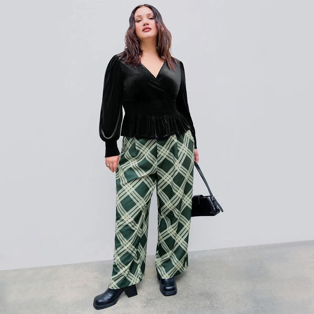 Plus Size Velvet Elegant Slim Long Sleeve Top