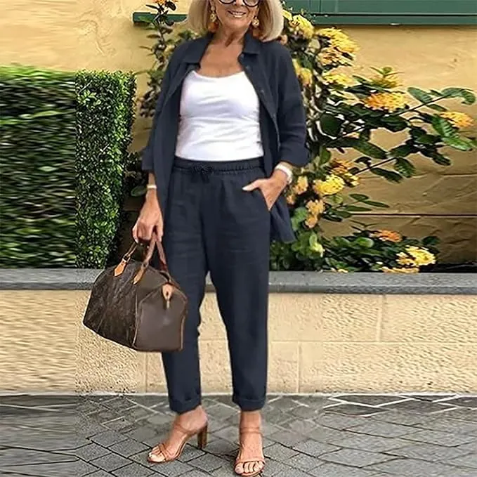 Poppy™ - Comfortable Long Sleeve Blouse And Pants Set