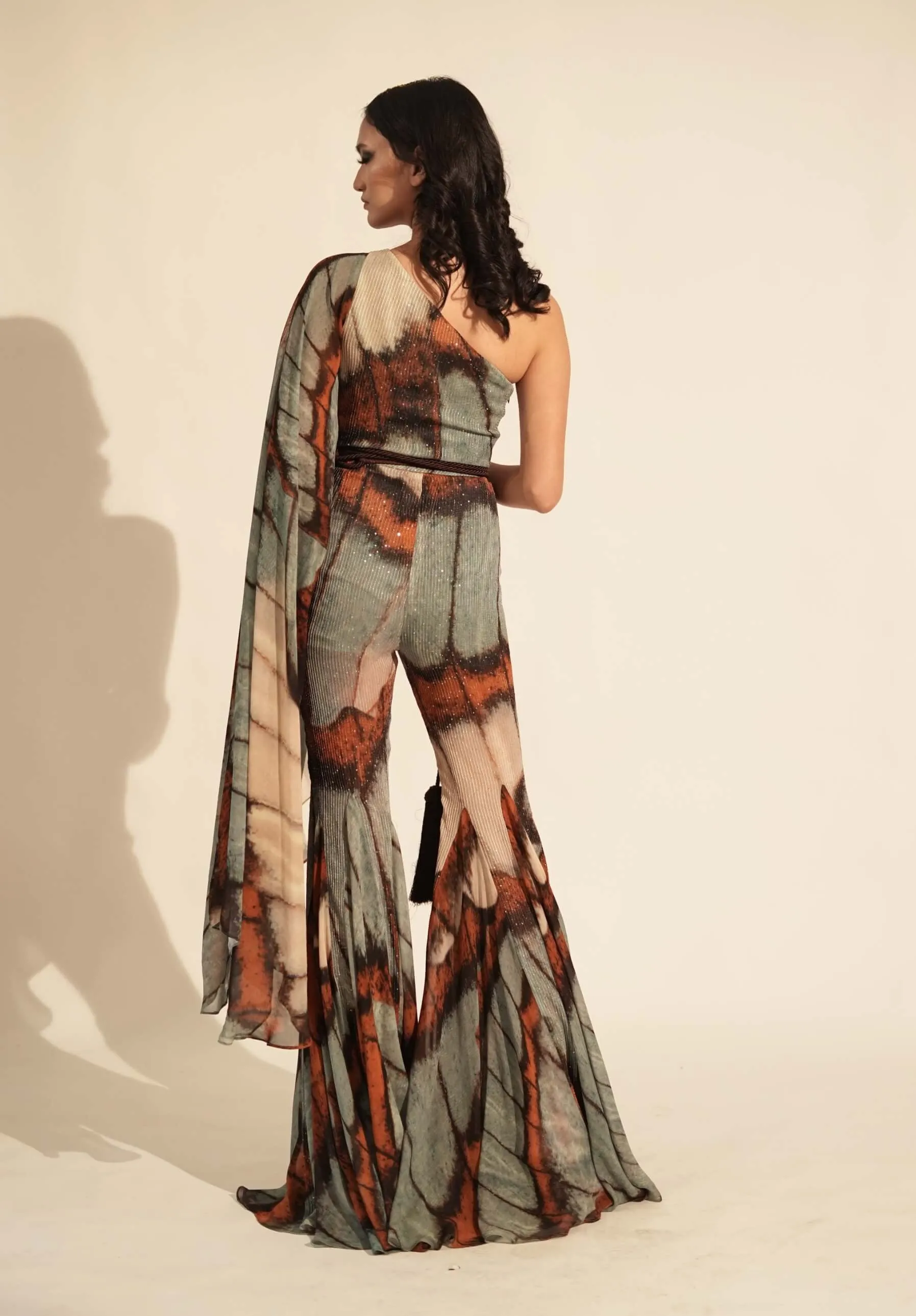 Powder blue butterfly print jumpsuit