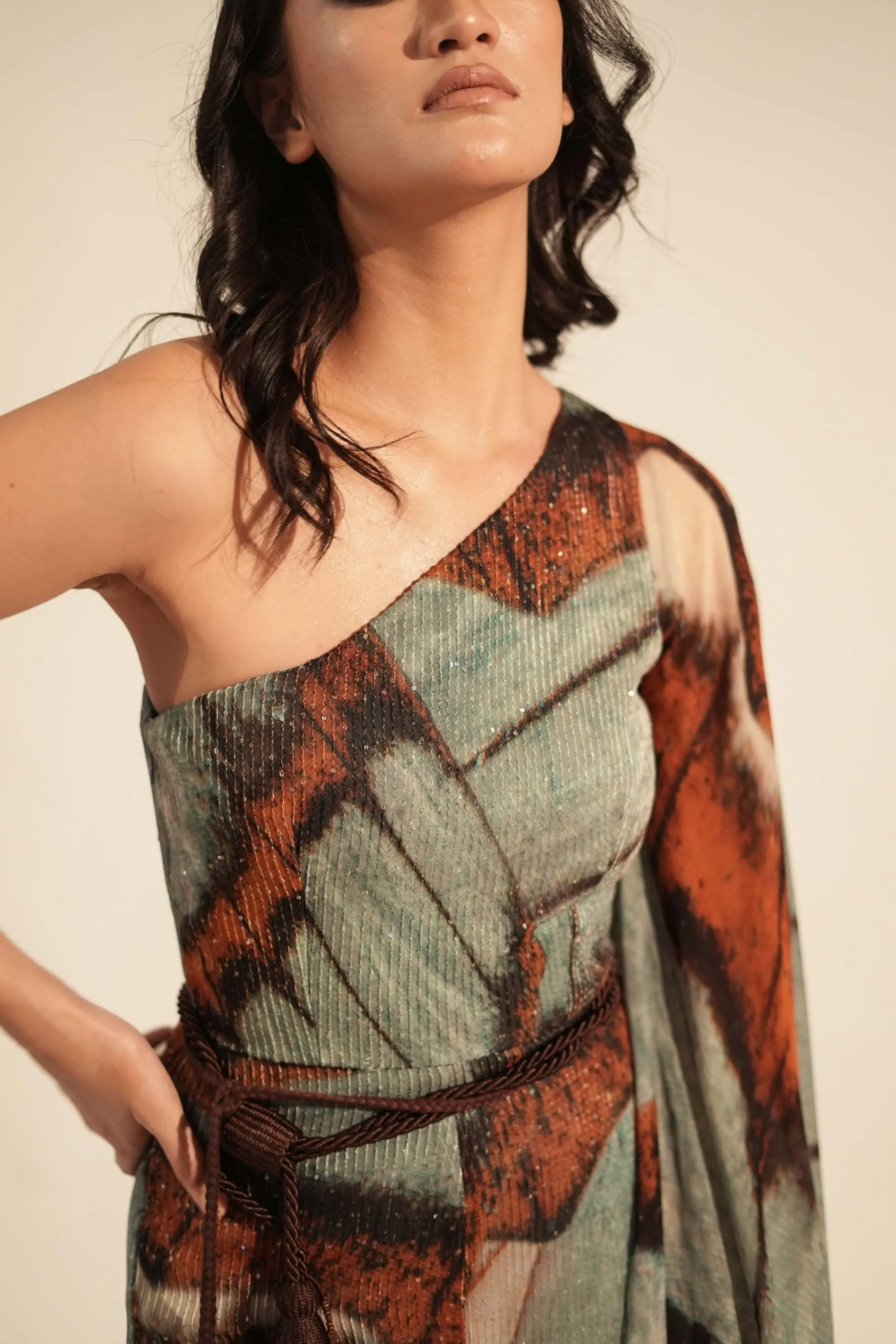 Powder blue butterfly print jumpsuit