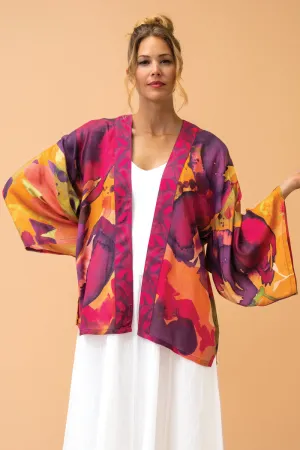 Powder Oversized Blooms Kimono Jacket - Mustard