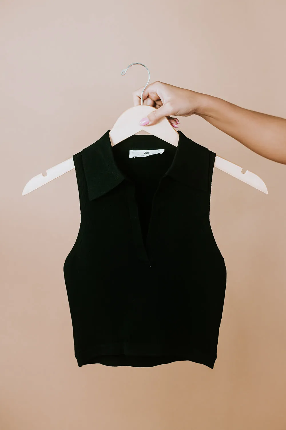 Preppiest Cropped Polo Tank, Black