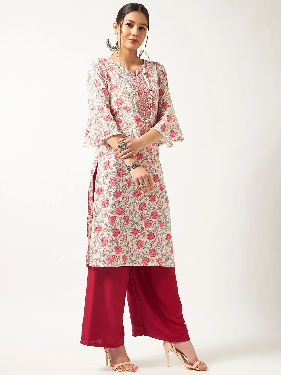 Printed Kurta With Bell Sleeves
