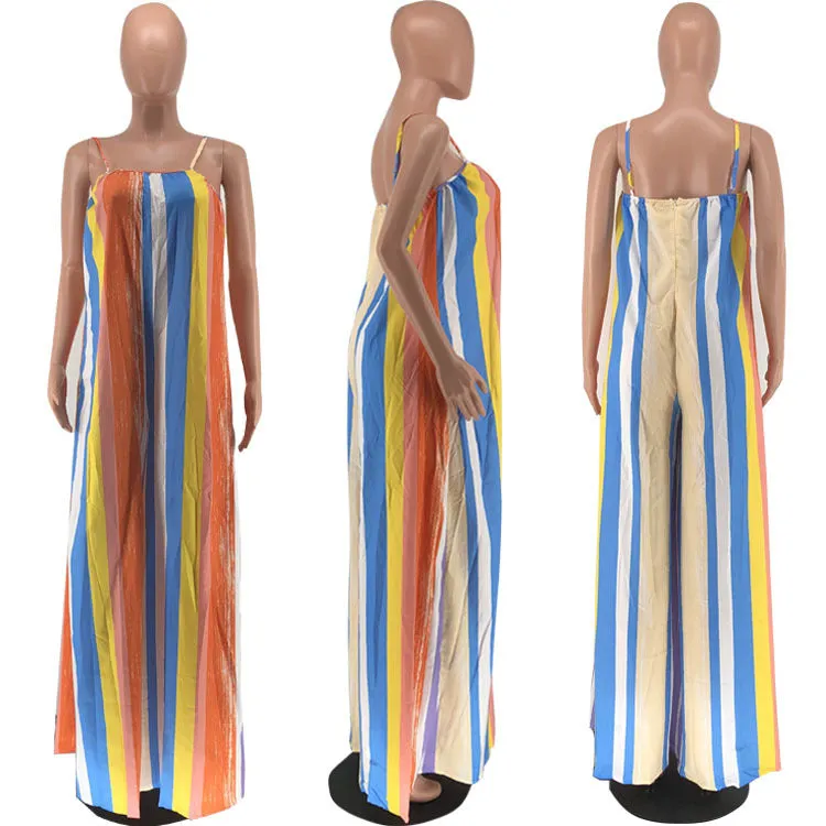Printed large swing backless Jumpsuit AY1986