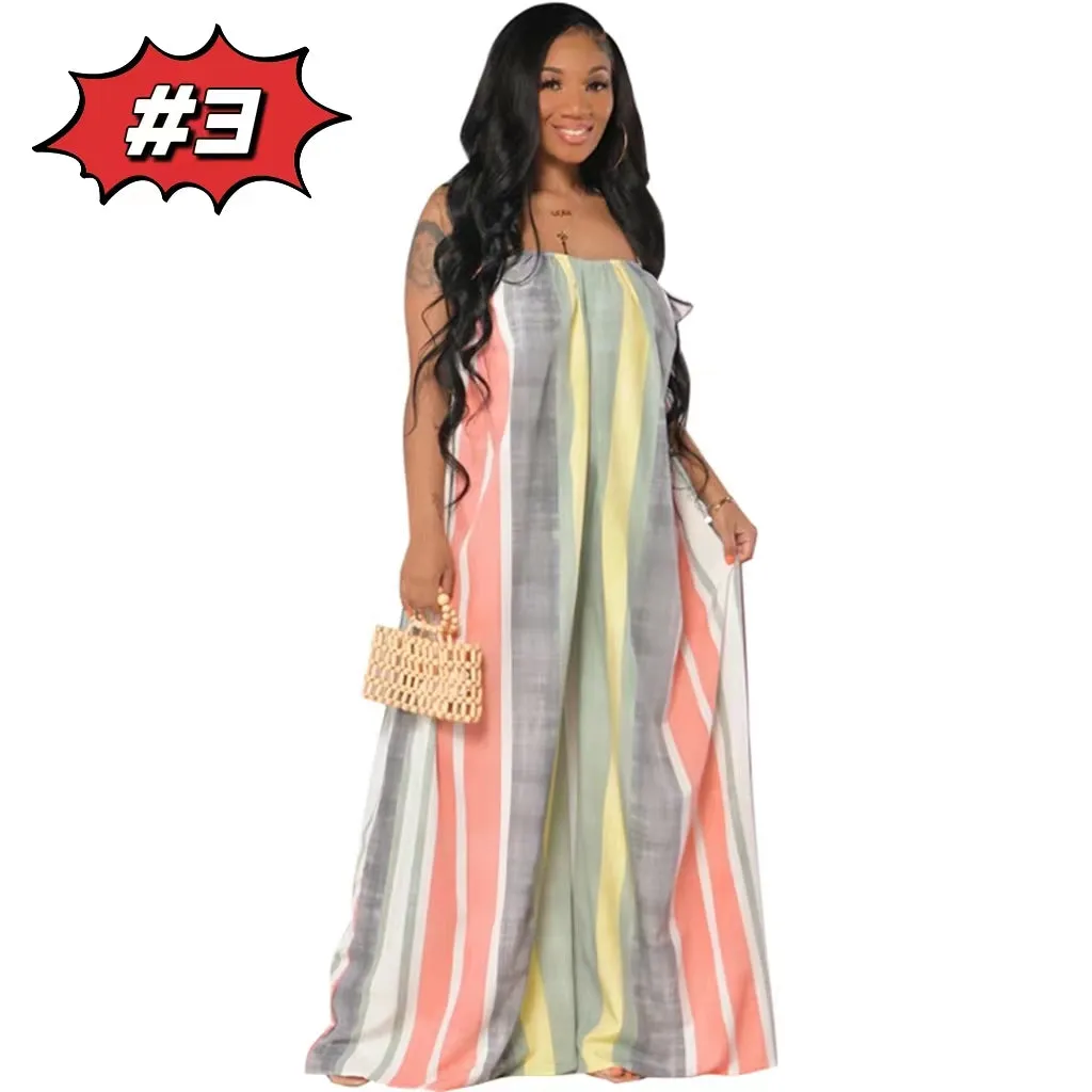 Printed large swing backless Jumpsuit AY1986