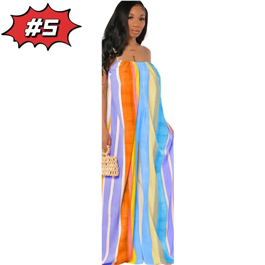 Printed large swing backless Jumpsuit AY1986