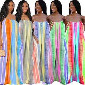 Printed large swing backless Jumpsuit AY1986
