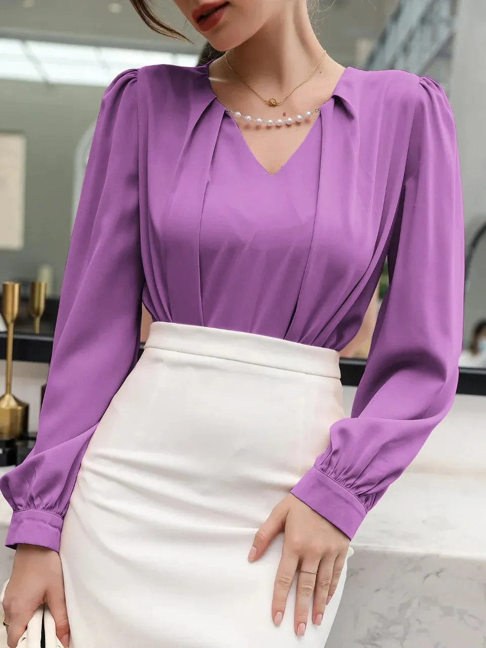 Puff Sleeve Solid Blouse( CLEARANCE SALE