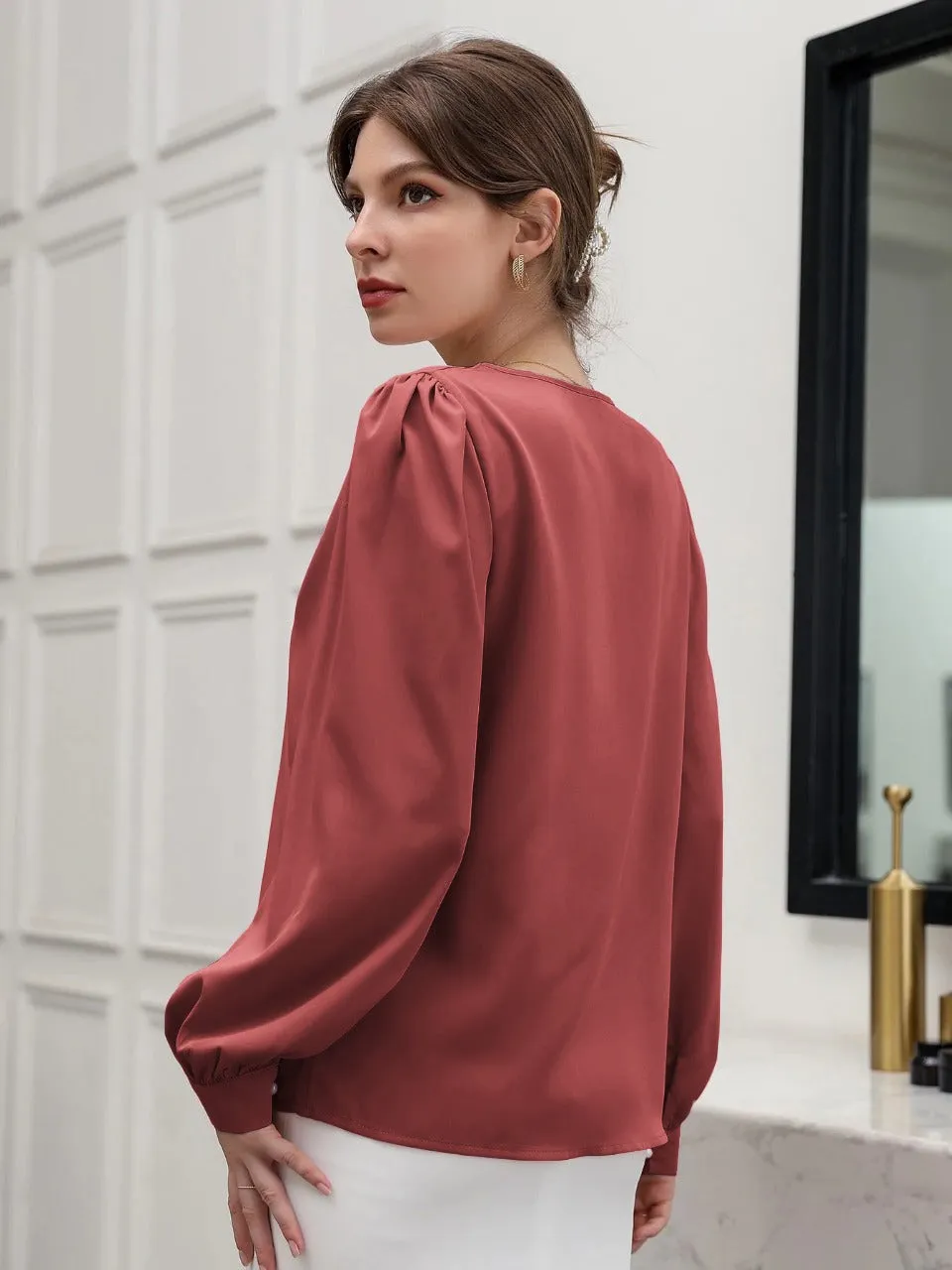 Puff Sleeve Solid Blouse( CLEARANCE SALE