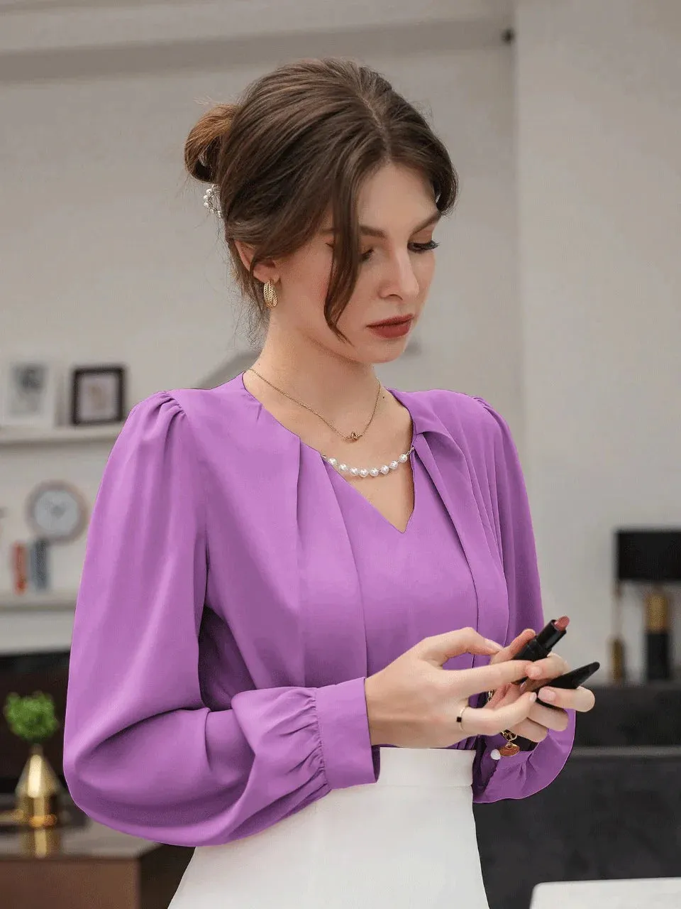 Puff Sleeve Solid Blouse( CLEARANCE SALE