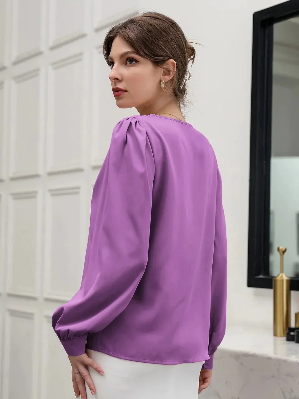 Puff Sleeve Solid Blouse( CLEARANCE SALE