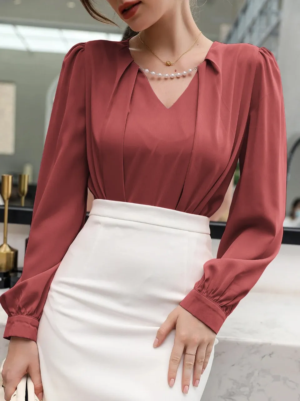 Puff Sleeve Solid Blouse( CLEARANCE SALE