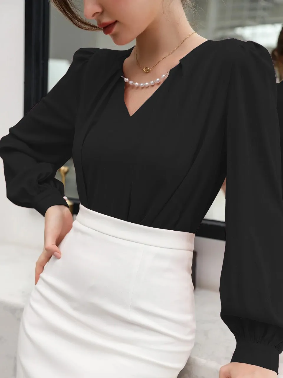 Puff Sleeve Solid Blouse( CLEARANCE SALE