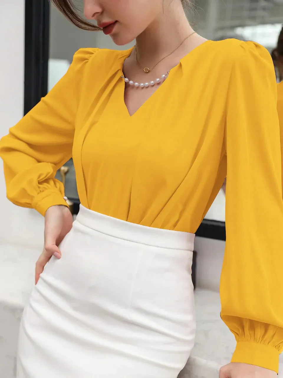 Puff Sleeve Solid Blouse( CLEARANCE SALE