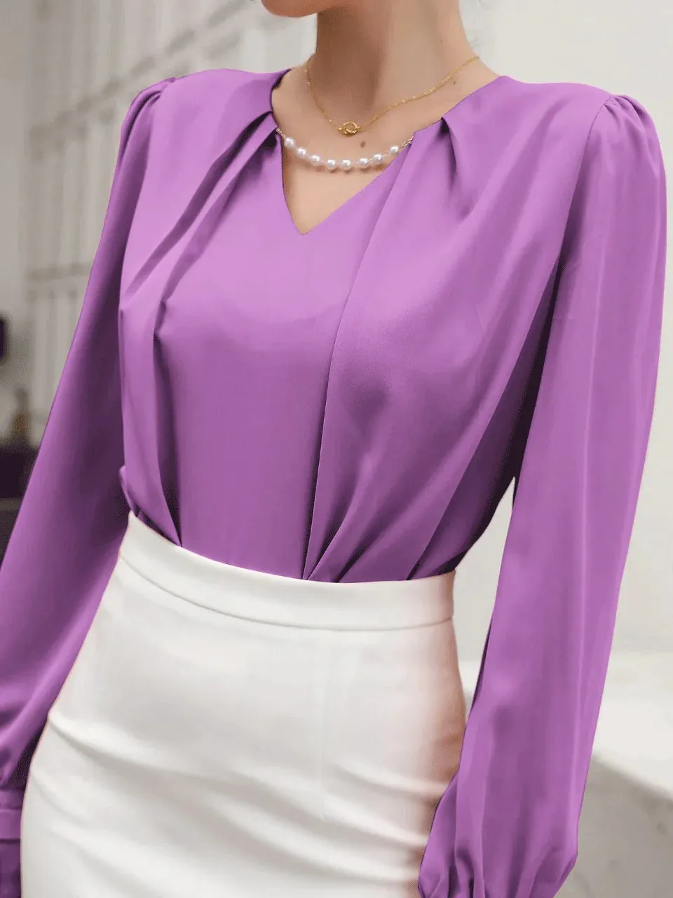 Puff Sleeve Solid Blouse( CLEARANCE SALE