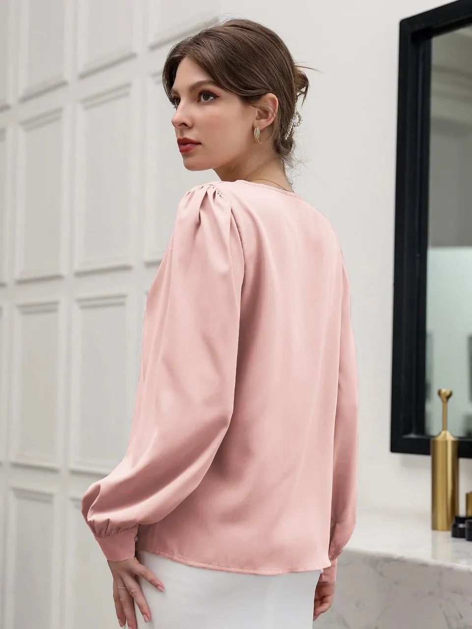 Puff Sleeve Solid Blouse( CLEARANCE SALE