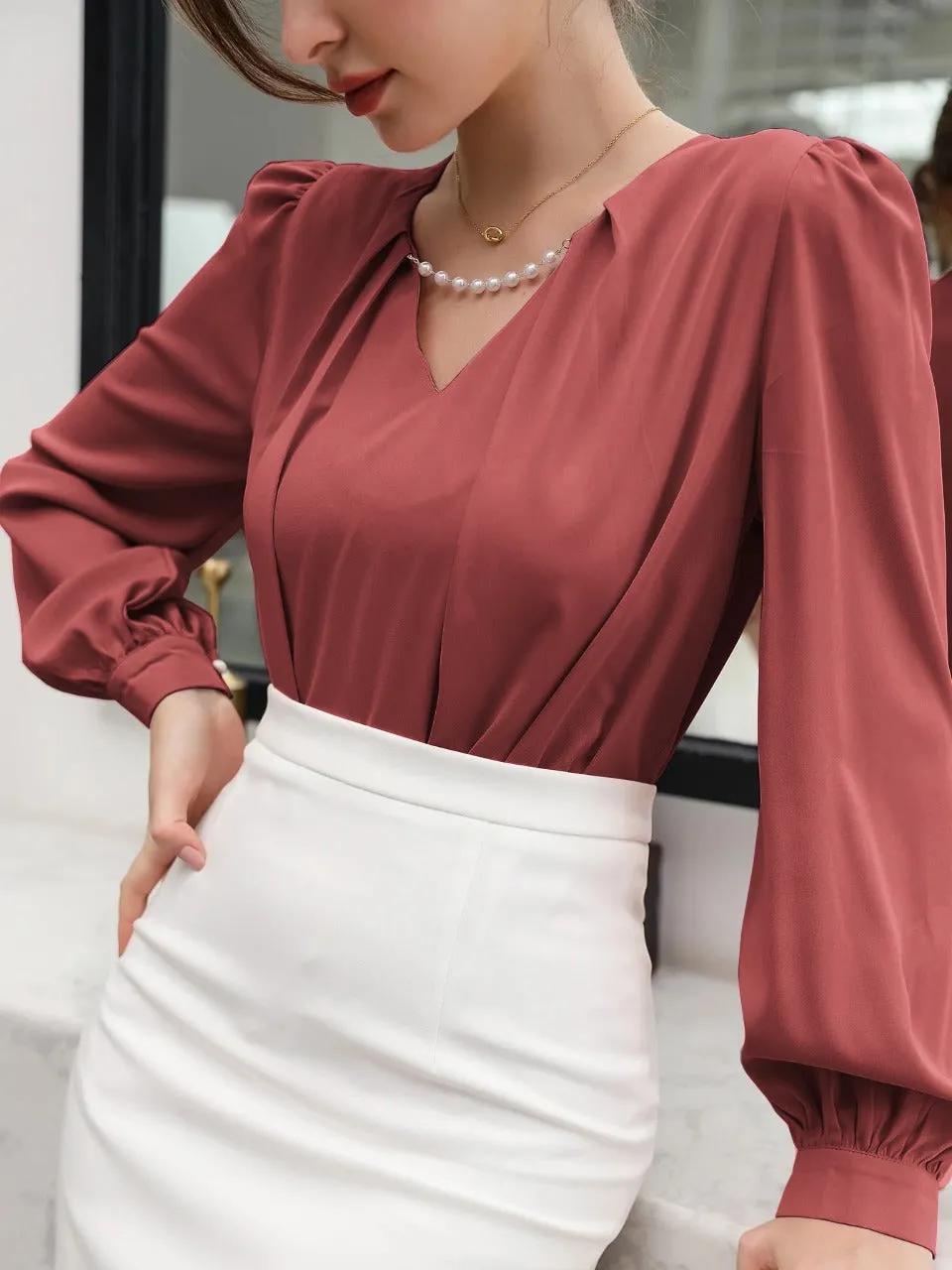 Puff Sleeve Solid Blouse( CLEARANCE SALE