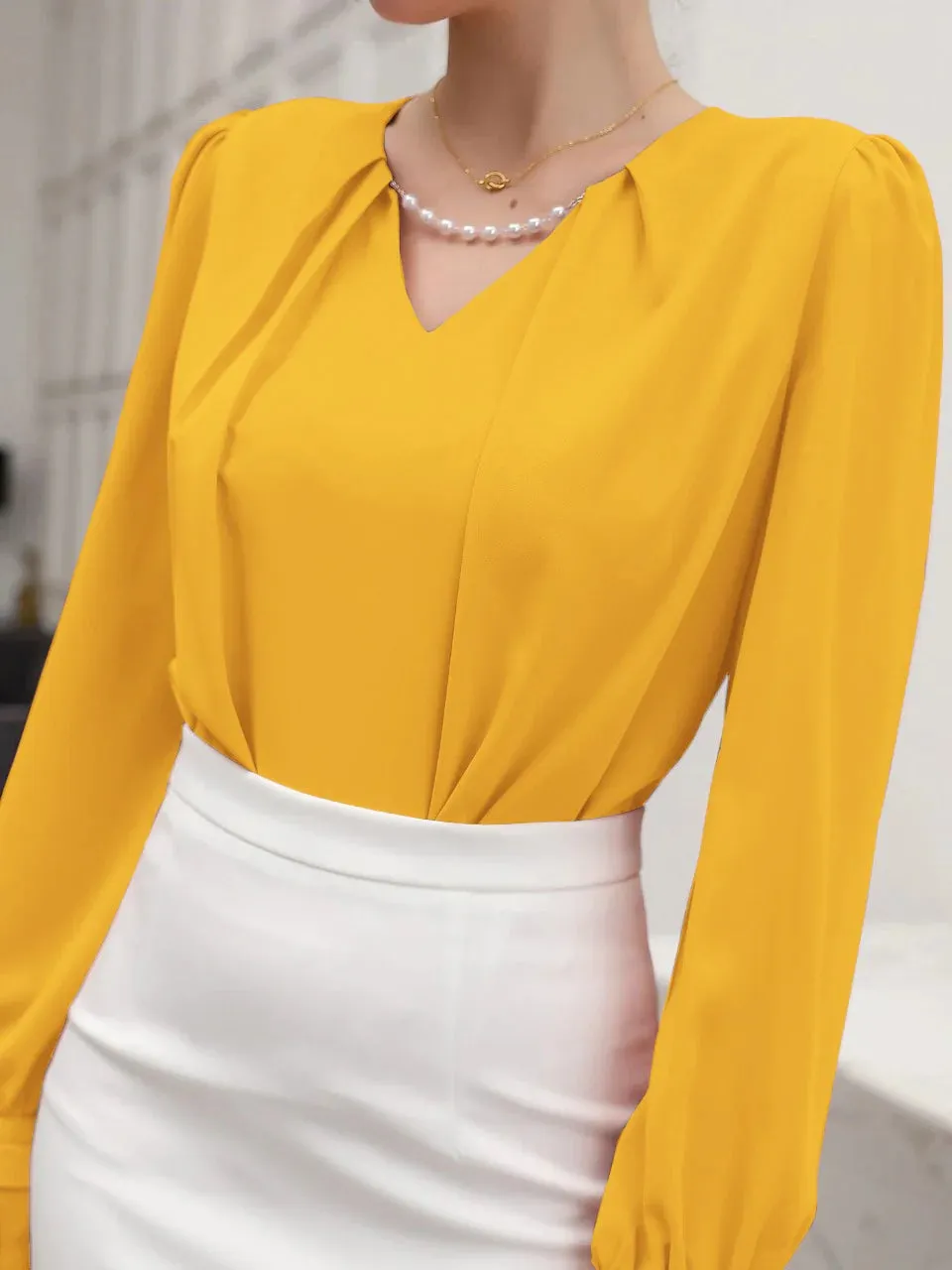 Puff Sleeve Solid Blouse( CLEARANCE SALE