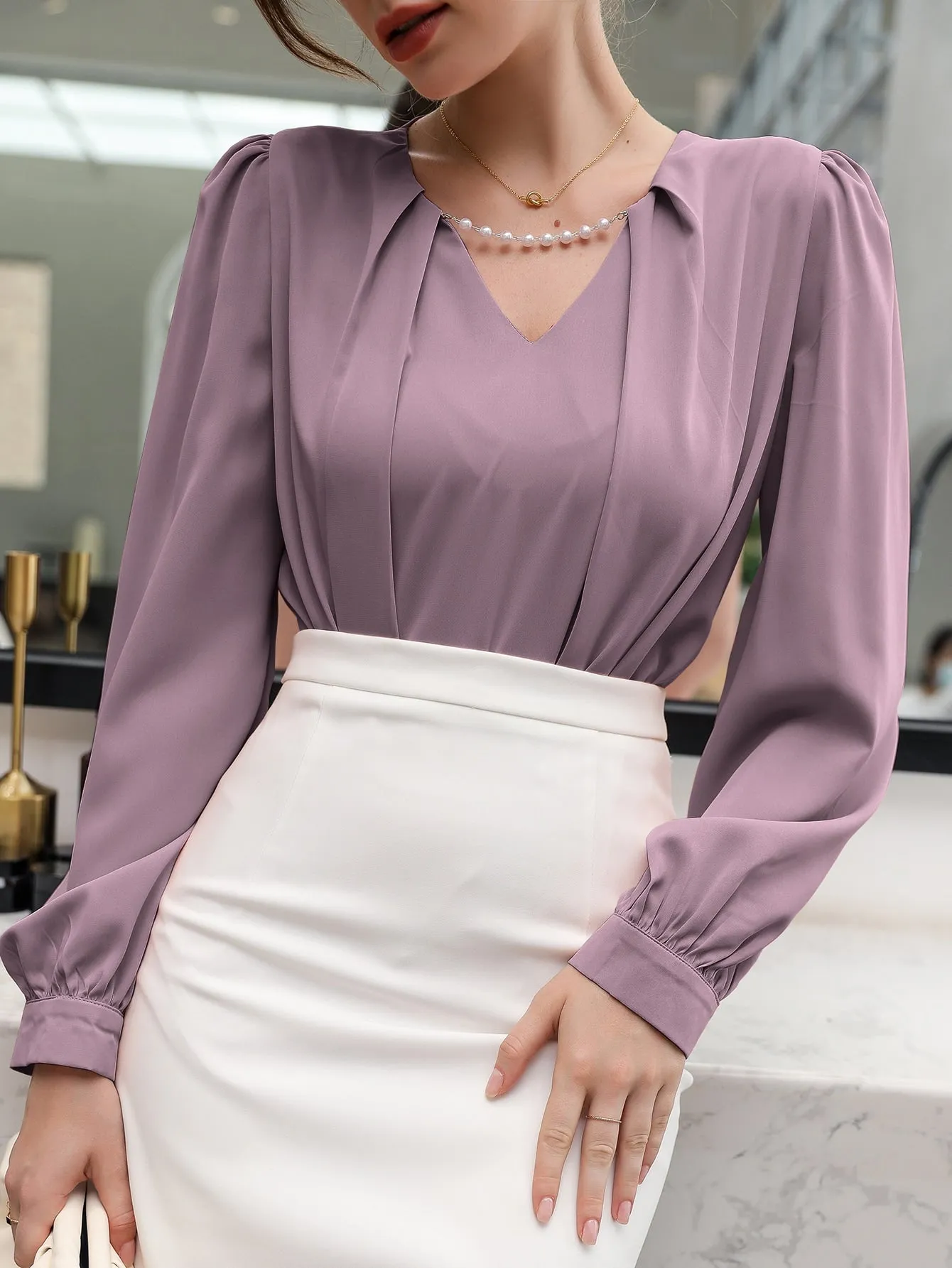 Puff Sleeve Solid Blouse( CLEARANCE SALE