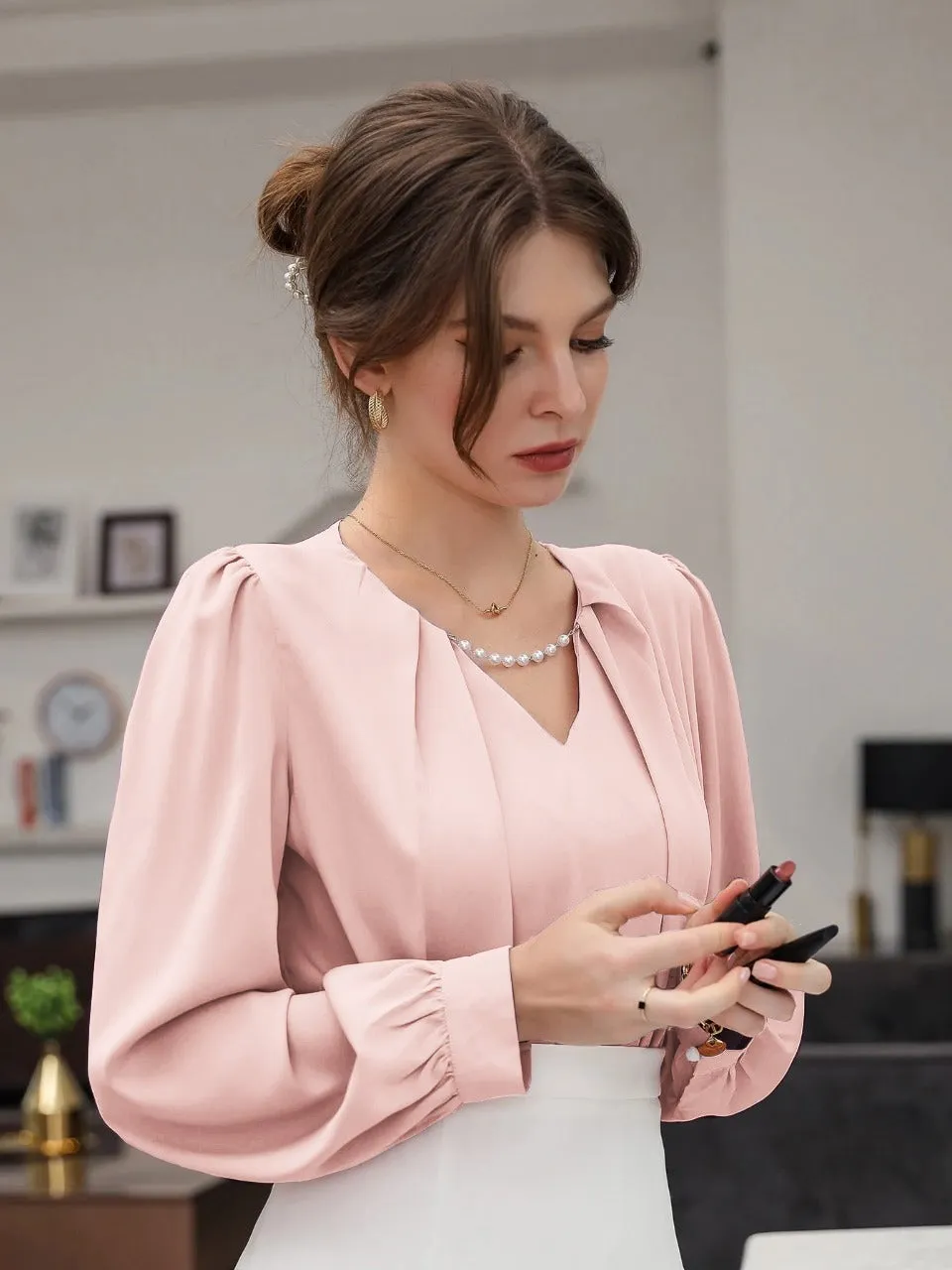 Puff Sleeve Solid Blouse( CLEARANCE SALE