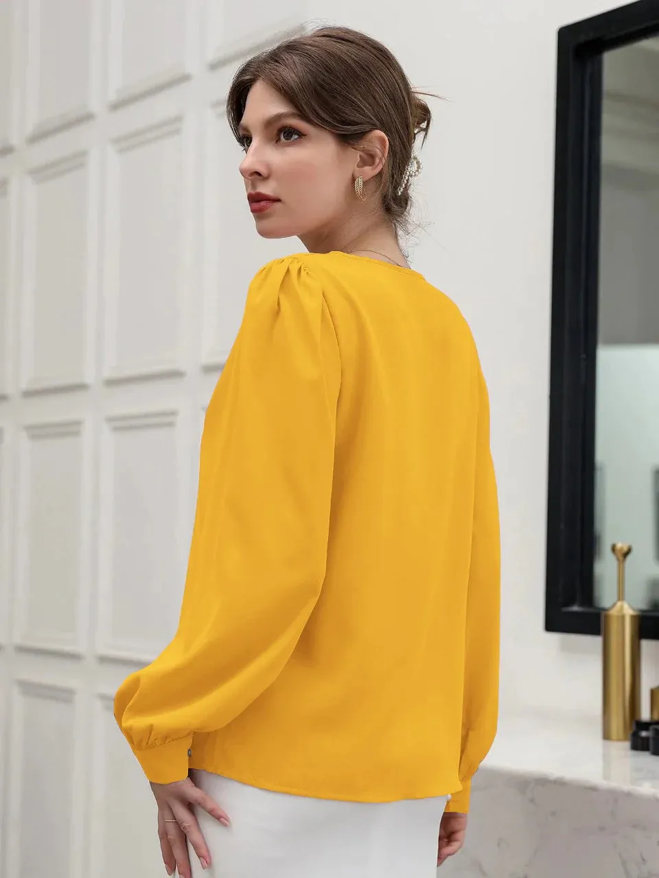 Puff Sleeve Solid Blouse( CLEARANCE SALE