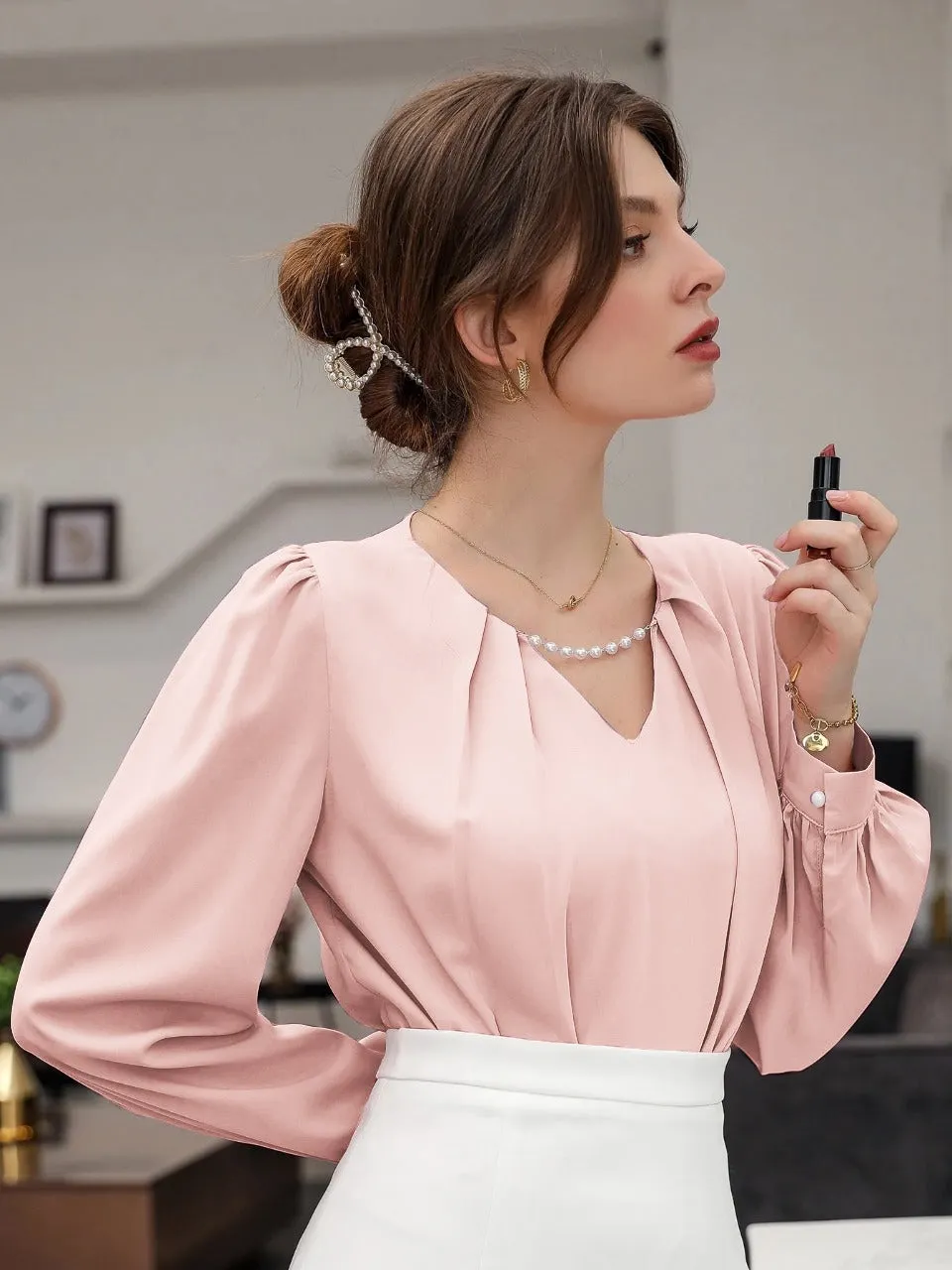Puff Sleeve Solid Blouse( CLEARANCE SALE