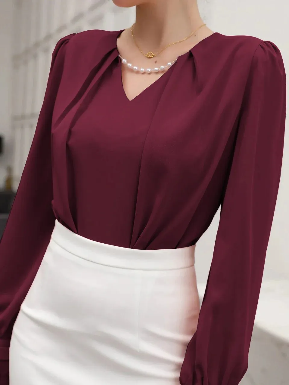 Puff Sleeve Solid Blouse( CLEARANCE SALE