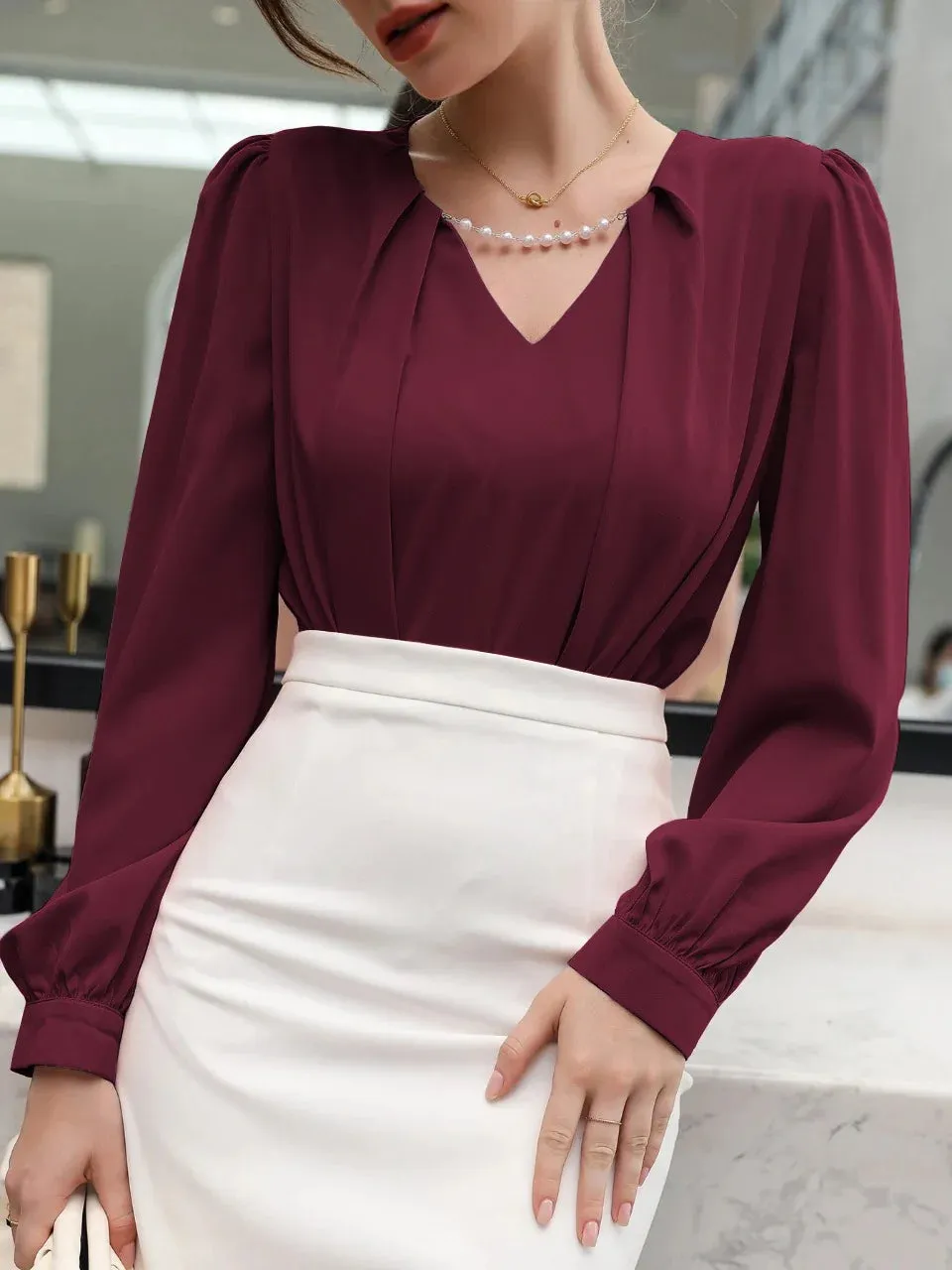Puff Sleeve Solid Blouse( CLEARANCE SALE