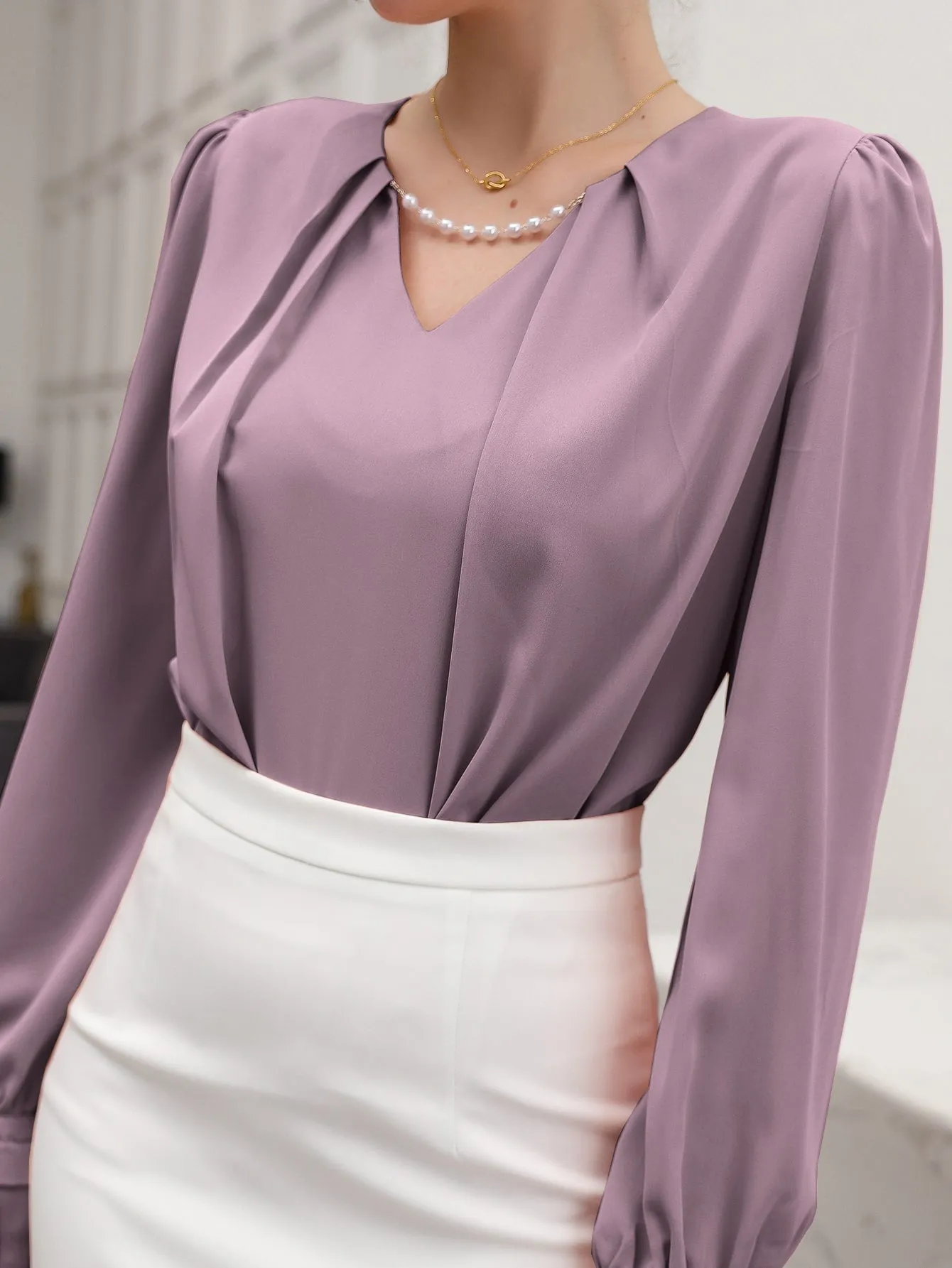 Puff Sleeve Solid Blouse( CLEARANCE SALE