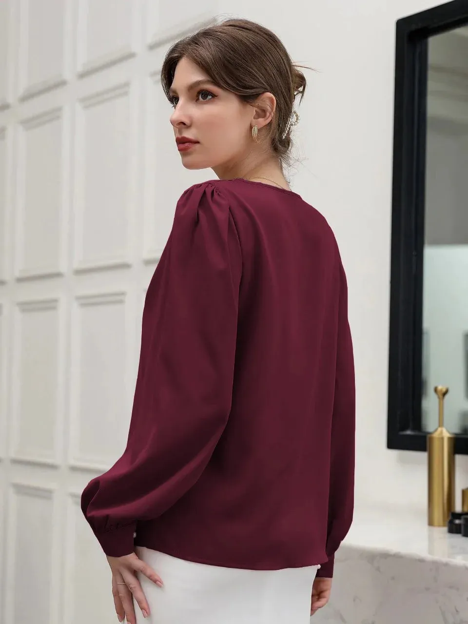 Puff Sleeve Solid Blouse( CLEARANCE SALE