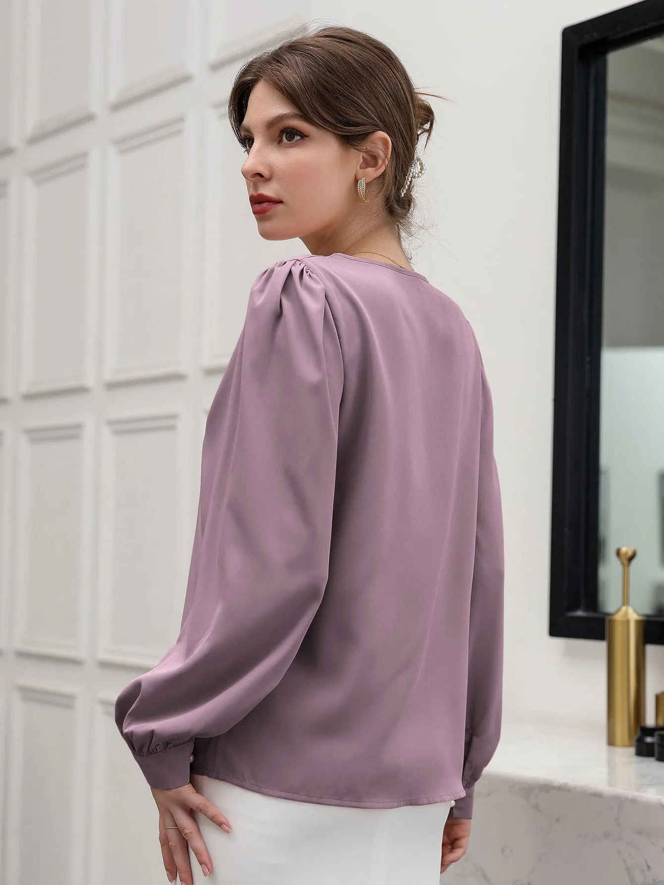 Puff Sleeve Solid Blouse( CLEARANCE SALE