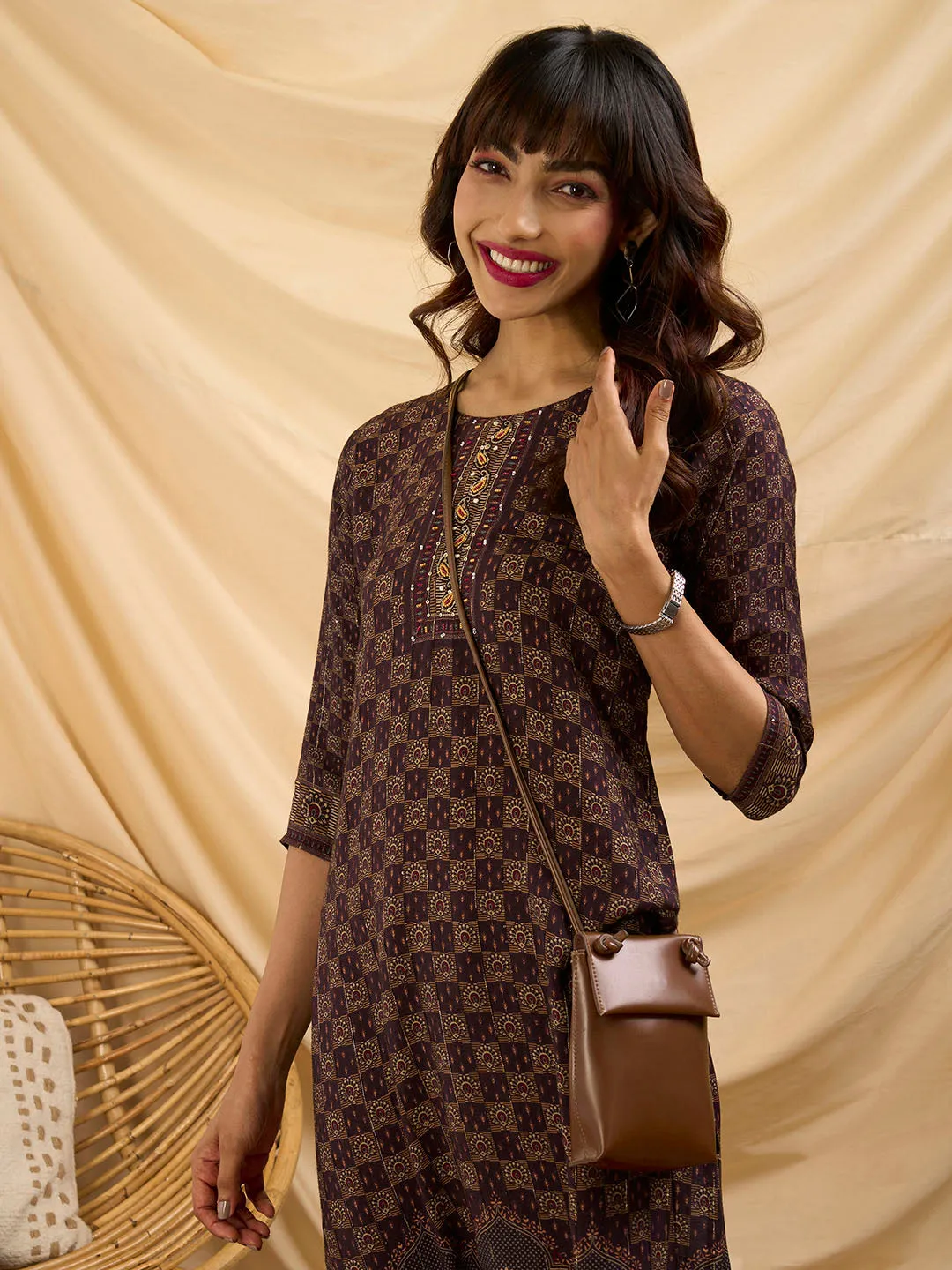 Purple Kurta For Women - Women Muslin Comfort Fit Kurta - Zola