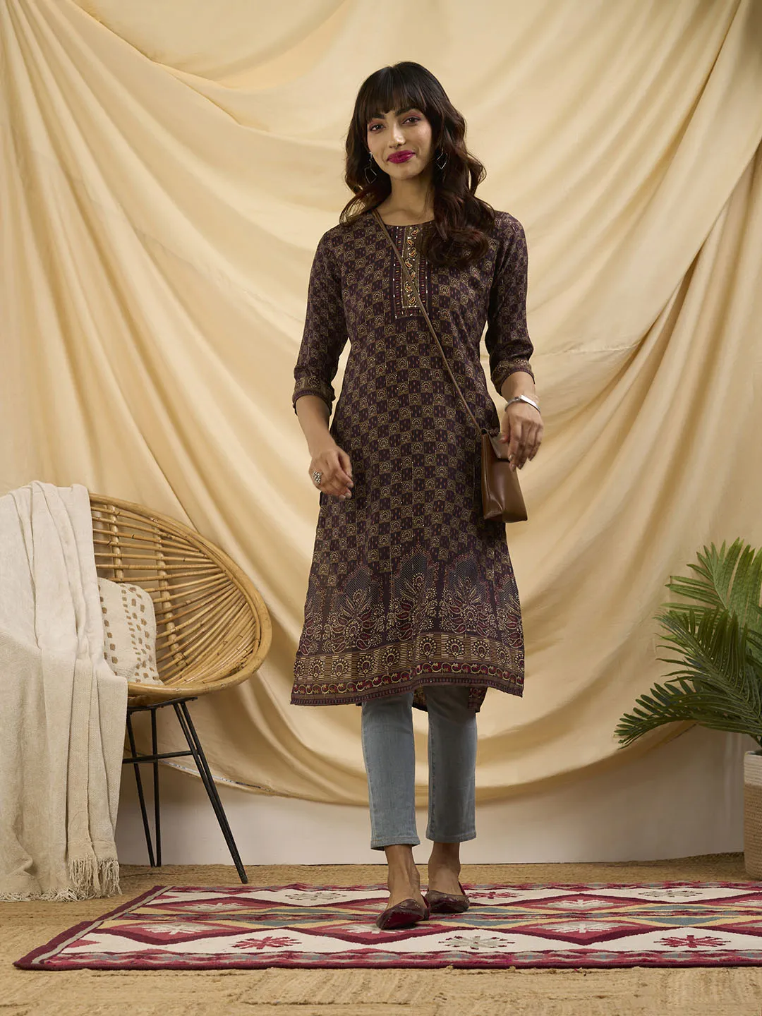 Purple Kurta For Women - Women Muslin Comfort Fit Kurta - Zola