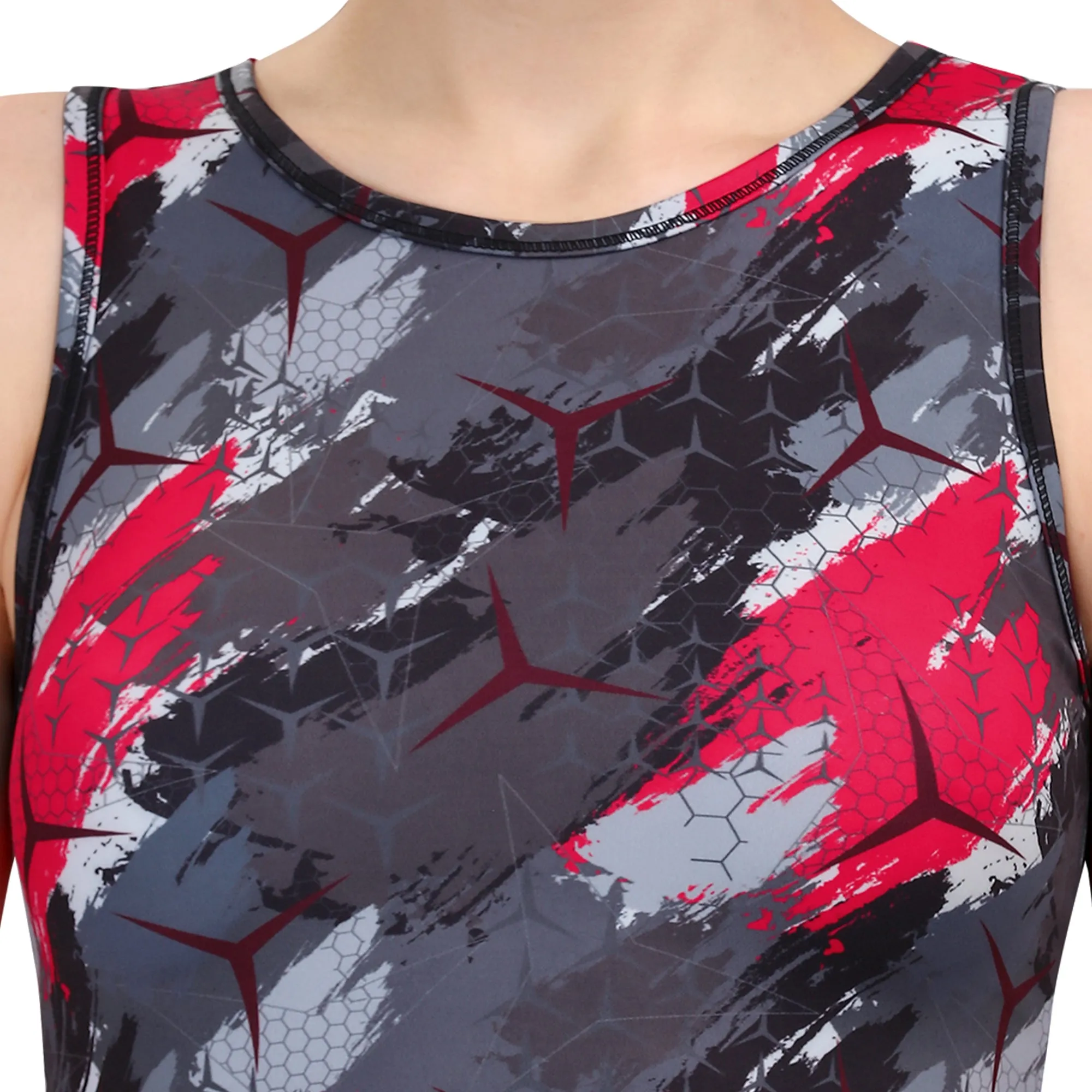 Quick-Dry Printed Sleeveless Crop Top & High-Waist Legging Set