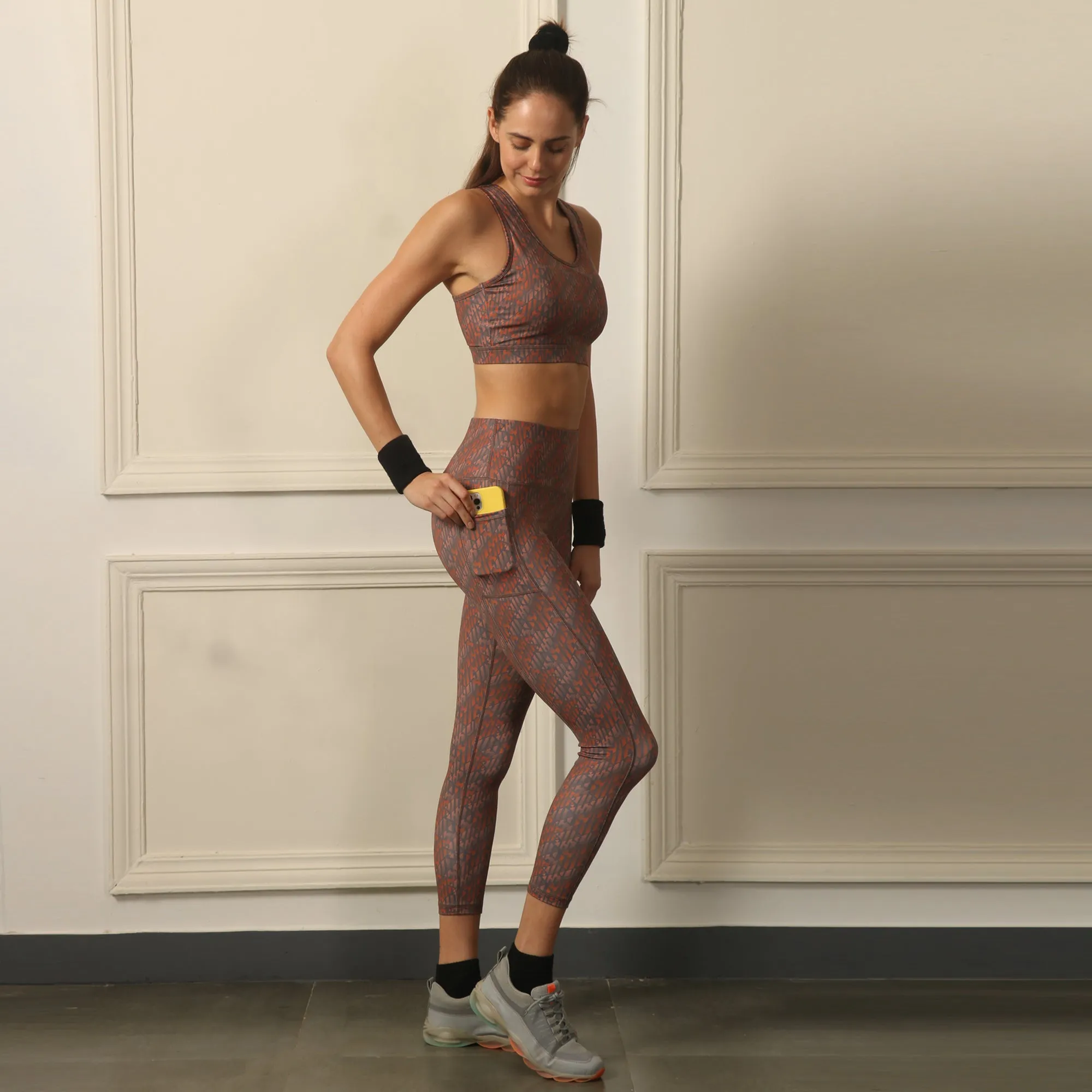 Quick-Dry Printed Sports Bra & High Waist Legging Set