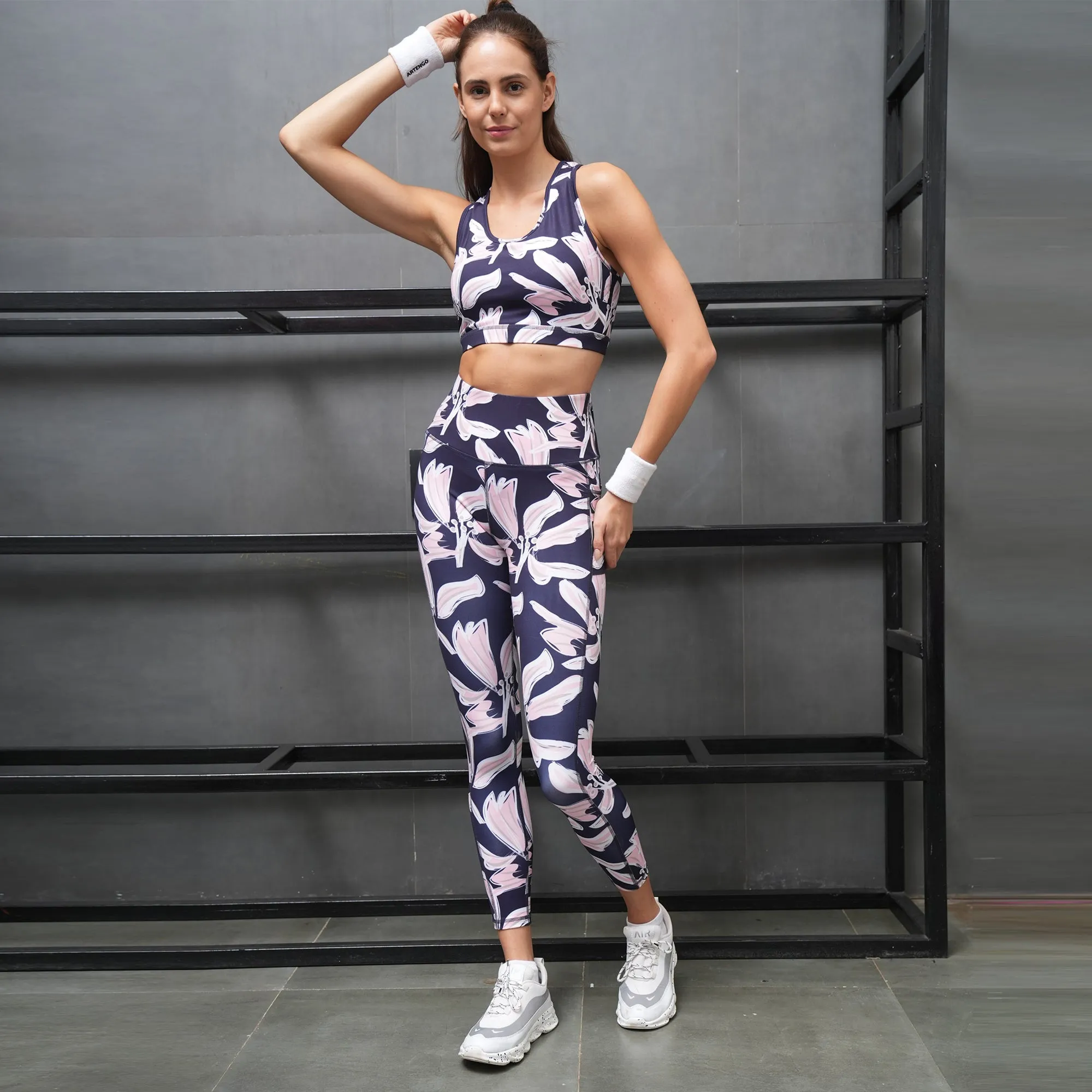 Quick-Dry Printed Sports Bra & High Waist Legging Set