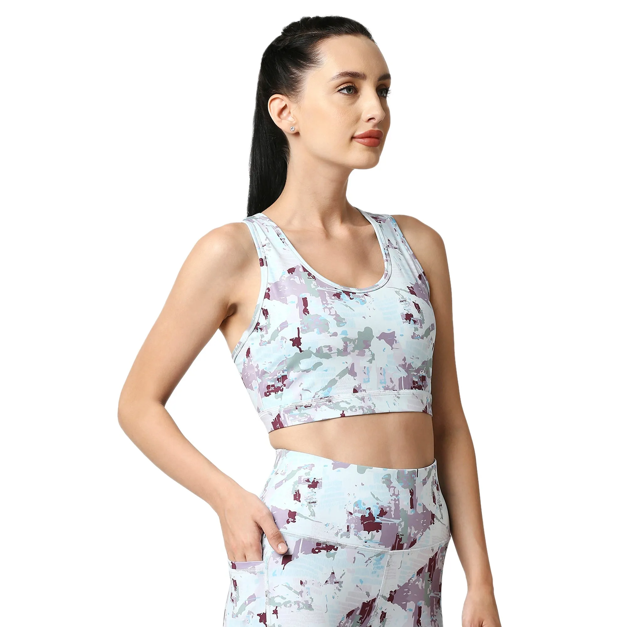Quick-Dry Printed Sports Bra & High Waist Legging Set