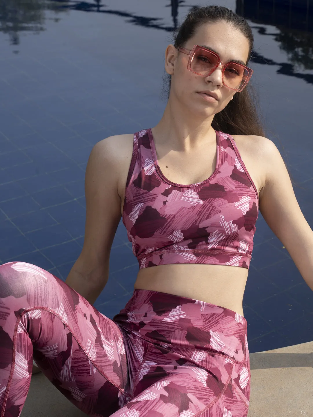 Quick-Dry Printed Sports Bra & High Waist Legging Set
