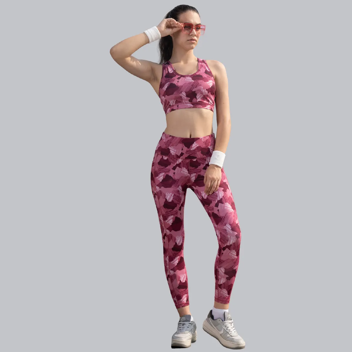Quick-Dry Printed Sports Bra & High Waist Legging Set