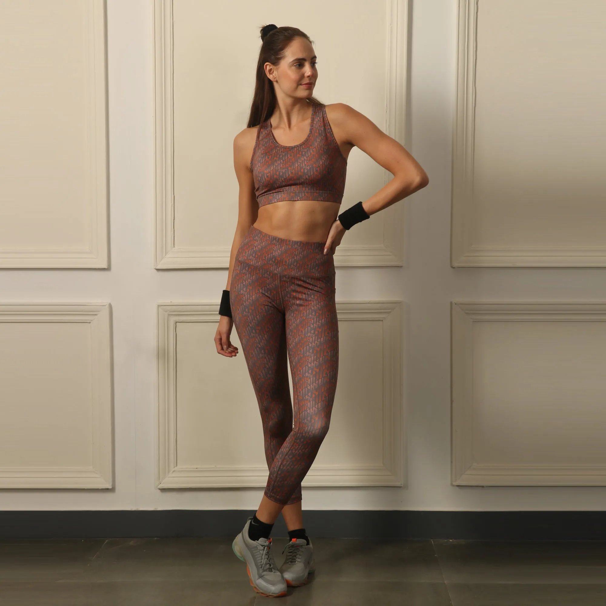 Quick-Dry Printed Sports Bra & High Waist Legging Set