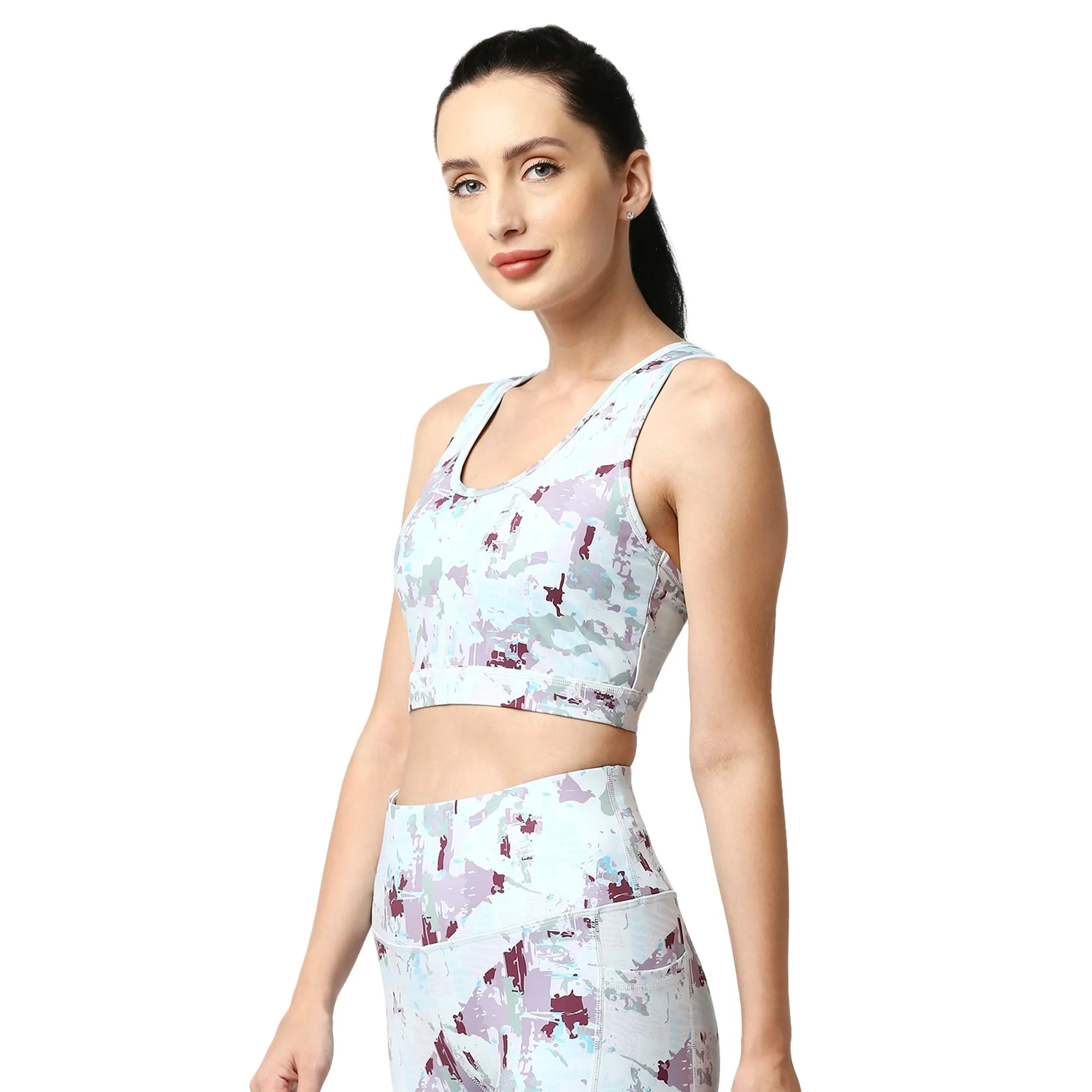 Quick-Dry Printed Sports Bra & High Waist Legging Set