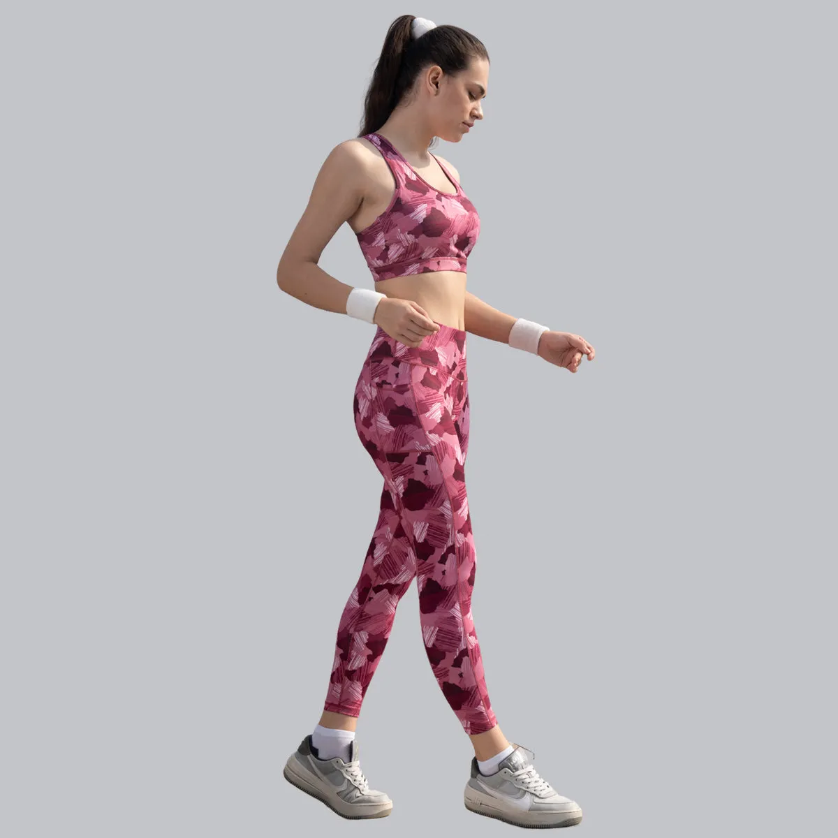 Quick-Dry Printed Sports Bra & High Waist Legging Set
