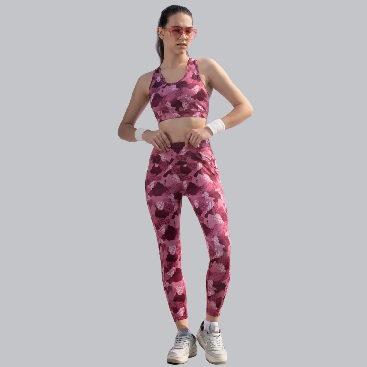 Quick-Dry Printed Sports Bra & High Waist Legging Set