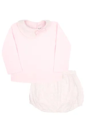 "Adalira" Pink Houndstooth Top & Bloomers